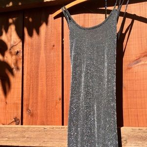 Vintage Shimmery Silver City Triangles Dress